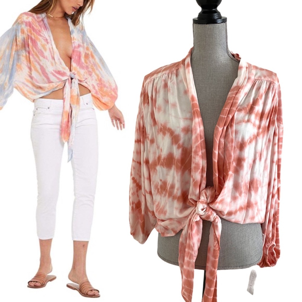 YOUNG FABULOUS & BROKE Carmen Tie-Dye Top NWT S